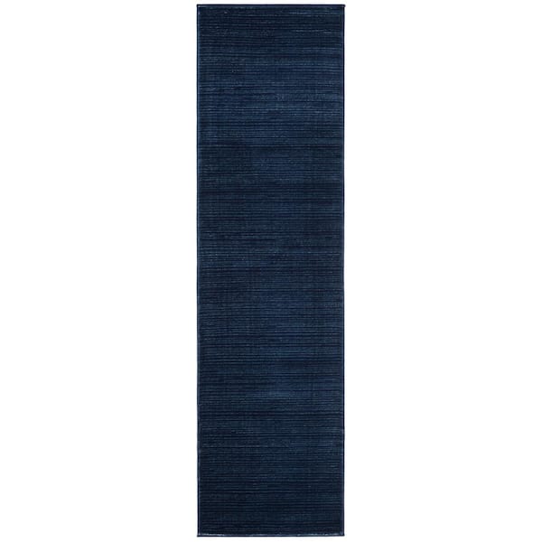 Vision 2 ft. x 10 ft. Navy Solid Color Runner Rug