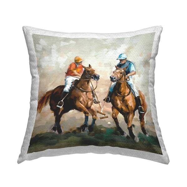 Stupell Industries Equestrian Polo Players Multi-Color Square Outdoor Throw Pillow