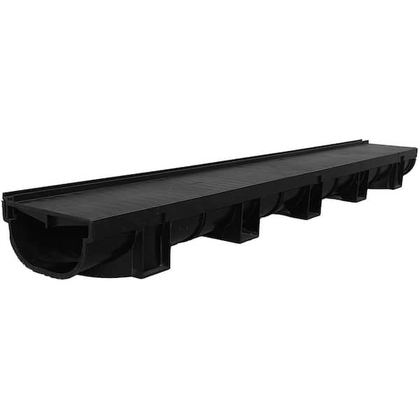Details about   US TRENCH DRAIN Trench Drain Kit 5.4X3.2X39.4 Inch Driveway Plastic Black 3 Pack 