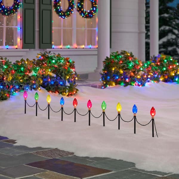 12 in. Multi-Colored Giant C9 LED Pathway Lights (10-Pack)