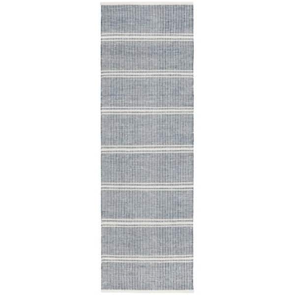 3 ft. x 8 ft. Blue Malta Handwoven Wool Indoor Runner Rug