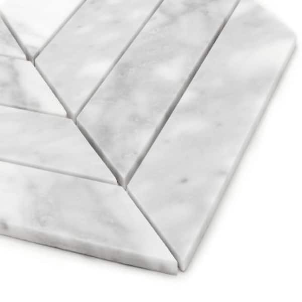 Chevron Honed White 6 in. x 6 in. Carrara Marble Mosaic Backsplash Herringbone Floor and Wall Tile (0.25 sq.ft.)