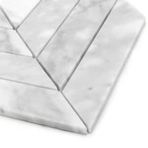 Chevron Mosaic Backsplash 8.7x7.7In. Honed White Carrara Marble Herringbone Floor and Wall Tile (4.6 Sq. Ft./Box)