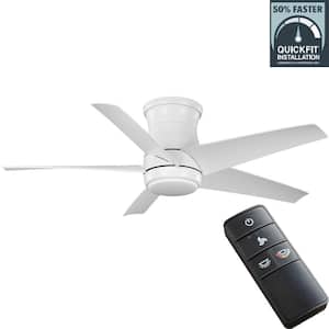 Mena 44 in. White Color Changing Integrated LED Indoor/Outdoor Matte White Hugger Ceiling Fan with Light Kit and Remote