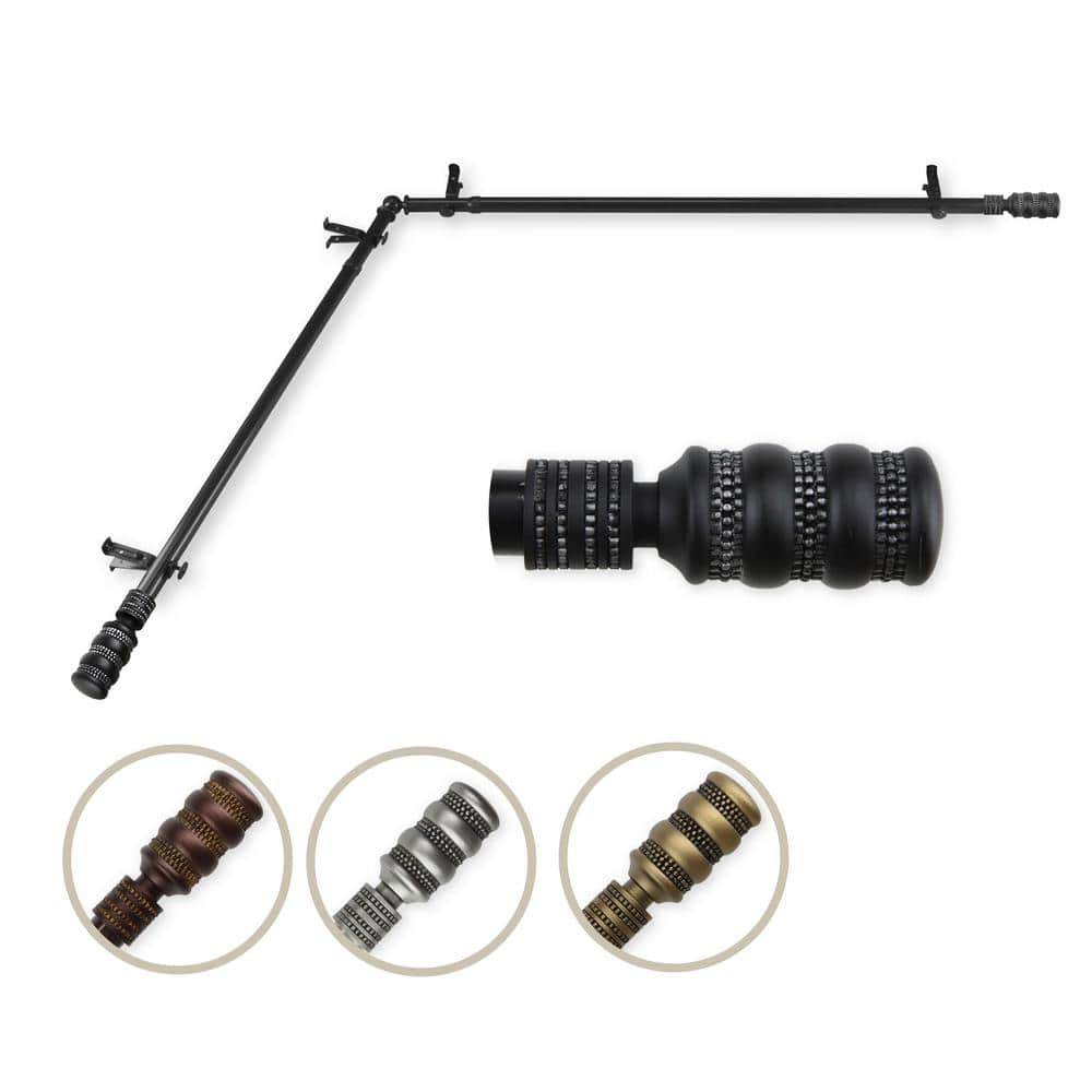 "13/16"" Dia Adjustable 120"" to 170"" Single Corner Window Curtain Rod in Black with Dollop Finials" price history on PriceWatchPro
