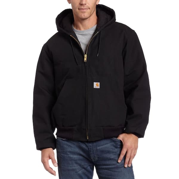 Carhartt Men's Extra Large Tall Black Cotton Quilted Flannel Lined Duck  Active Jacket J140-BLK - The Home Depot