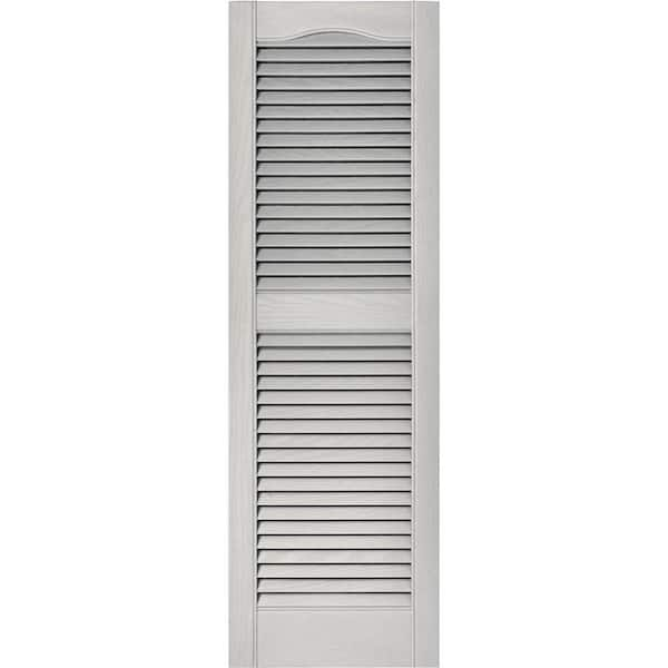 Builders Edge 15 in. x 48 in. Louvered Vinyl Exterior Shutters Pair in #030 Paintable