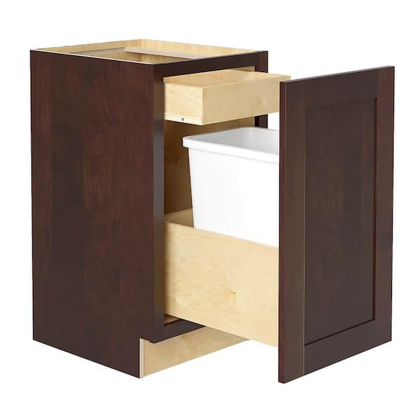 Home Decorators Collection Newport 18 in. W x 24 in. D x 34.5 in. H Assembled Plywood Trash Can Kitchen Cabinet in Manganite with 1D Soft Close