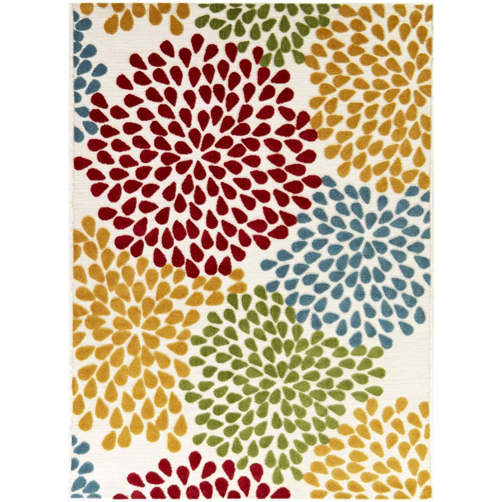 Park Pointe Multi Color 8 ft. x 10 ft. Color Burst Indoor/Outdoor Area Rug** Edge of rug will need cleaning please see pictures **