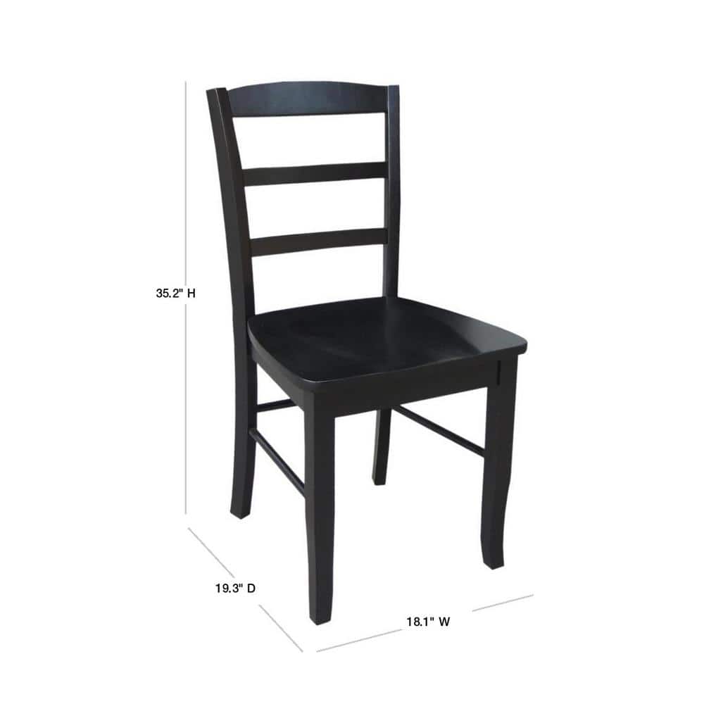 Elegant Black Solid Wood Ladderback Side Chair Set
