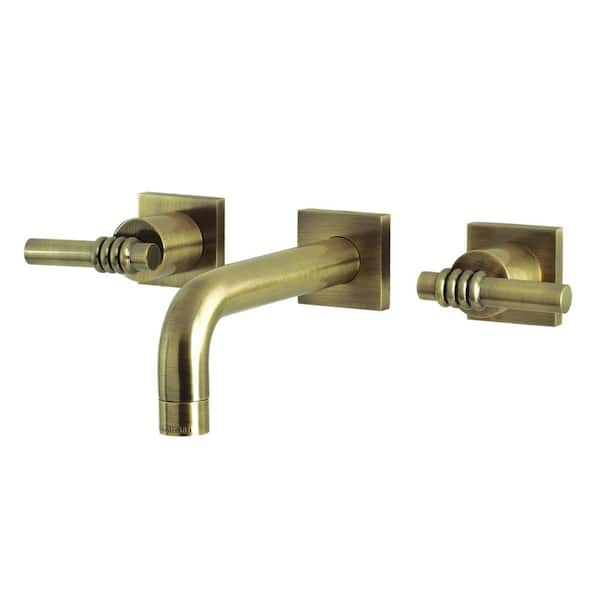 Kingston Brass Milano 2-Handle Wall-Mount Bathroom Faucets in Antique Brass