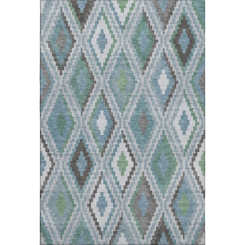 Mayfield Premium Machine Washable Abstract AMF2331 Teal 3 ft. x 5 ft. Area Rug price history on PriceWatchPro