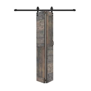 S Style 30in.x84in.(15''x84''x2panels) Smoky Gray Solid Wood Bi-Fold Barn Door With Hardware Kit-Assembly Needed
