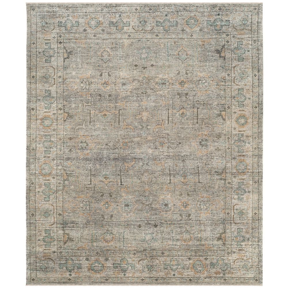 SAFAVIEH Izmir Linen/Dusty Teal 9 ft. x 12 ft. Border Oriental