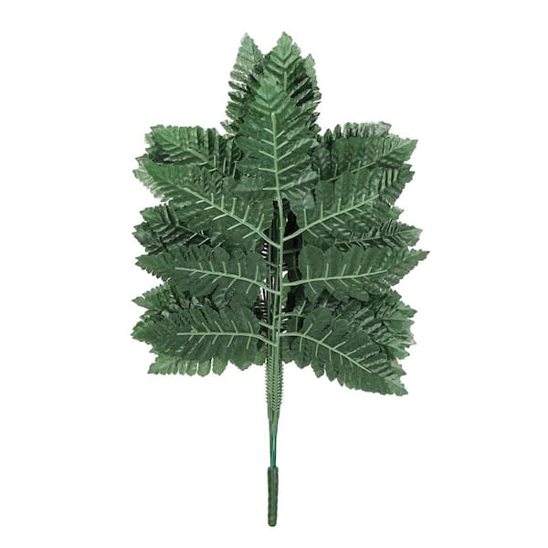 18 in. Artificial Leather Fern Leaf Stem Plant Greenery Foliage Bush (Set of 4)