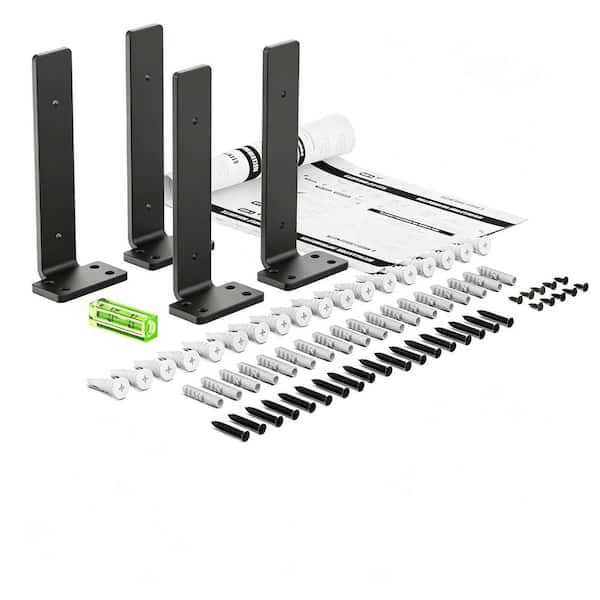 4-Pack 8 in. L Black Floating Shelf Brackets, Wall Shelf Support Brackets with 1/5 in. Thick and 160 lb. Load Capacity