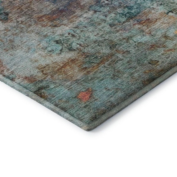 Mayfield Premium Machine Washable Abstract AMF2100 Teal 10 ft. x 14 ft. Area Rug