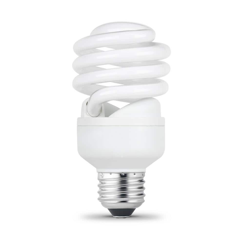 75-Watt Equivalent A19 Spiral Non-Dimmable E26 Medium Base CFL Compact Fluorescent Light Bulb, Soft White 2700K (4-Pack)