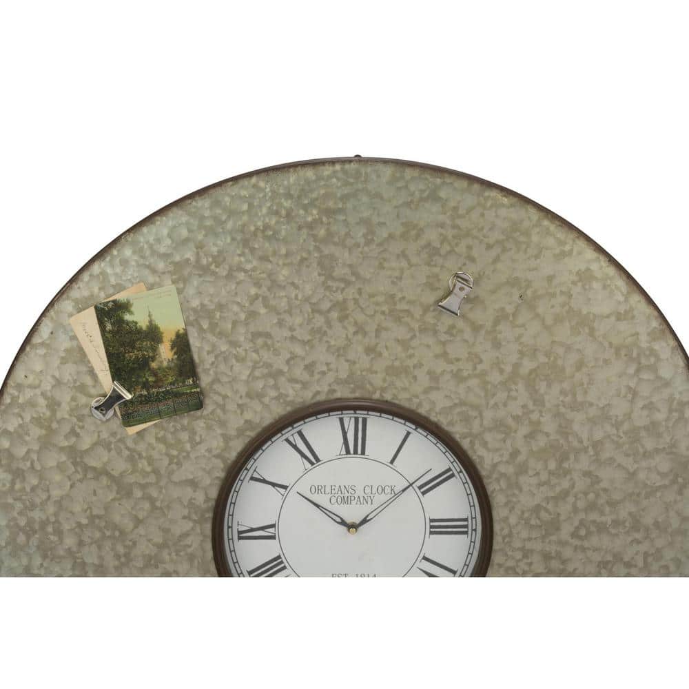 The Bombay Store Wooden Wall Clock with Metal Floral Design
