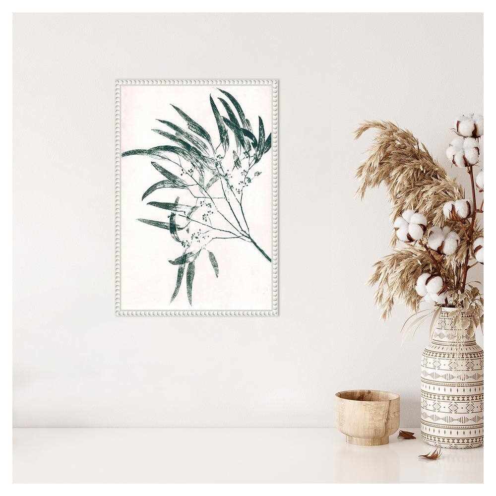 Eucalyptus Green Graphic Art on Canvas with White Frame