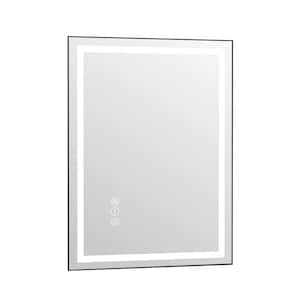 48 in. W. x 36 in. H Large Rectangular Framed Anti-Fog LED Light Wall Mounted Bathroom Vanity Mirror in Matte Black