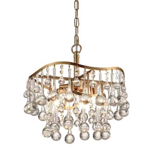 Cheyenne 4 -Light Gold Unique Tiered Chandelier with Crystal Accents