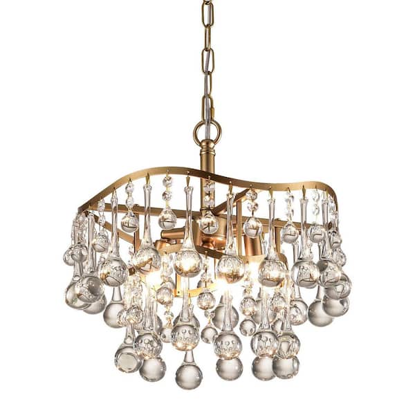 Maxax Cheyenne 4 -Light Gold Unique Tiered Chandelier with Crystal Accents