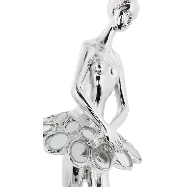 Monroe Lane Glam Polystone Sculpture, Silver