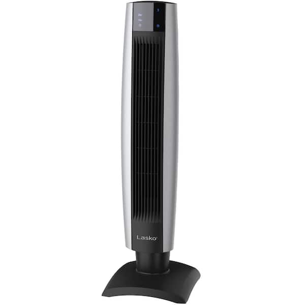 Lasko 34 in. Oscillating 3-Speed Black Tower Fan with 7-Hour Timer and Remote Control
