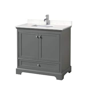 36 in. W x 22 in. D Single Vanity in Dark Gray with Cultured Marble Vanity Top in Light-Vein Carrara with White Basin
