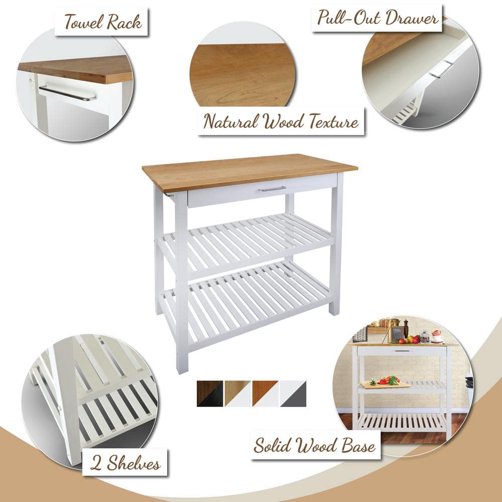 Slate Gray Kitchen Island with Natural Hardwood Top