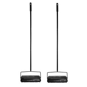 11 in. Manual Triple Brush Floor and Carpet Sweeper in Black (2-Pack)
