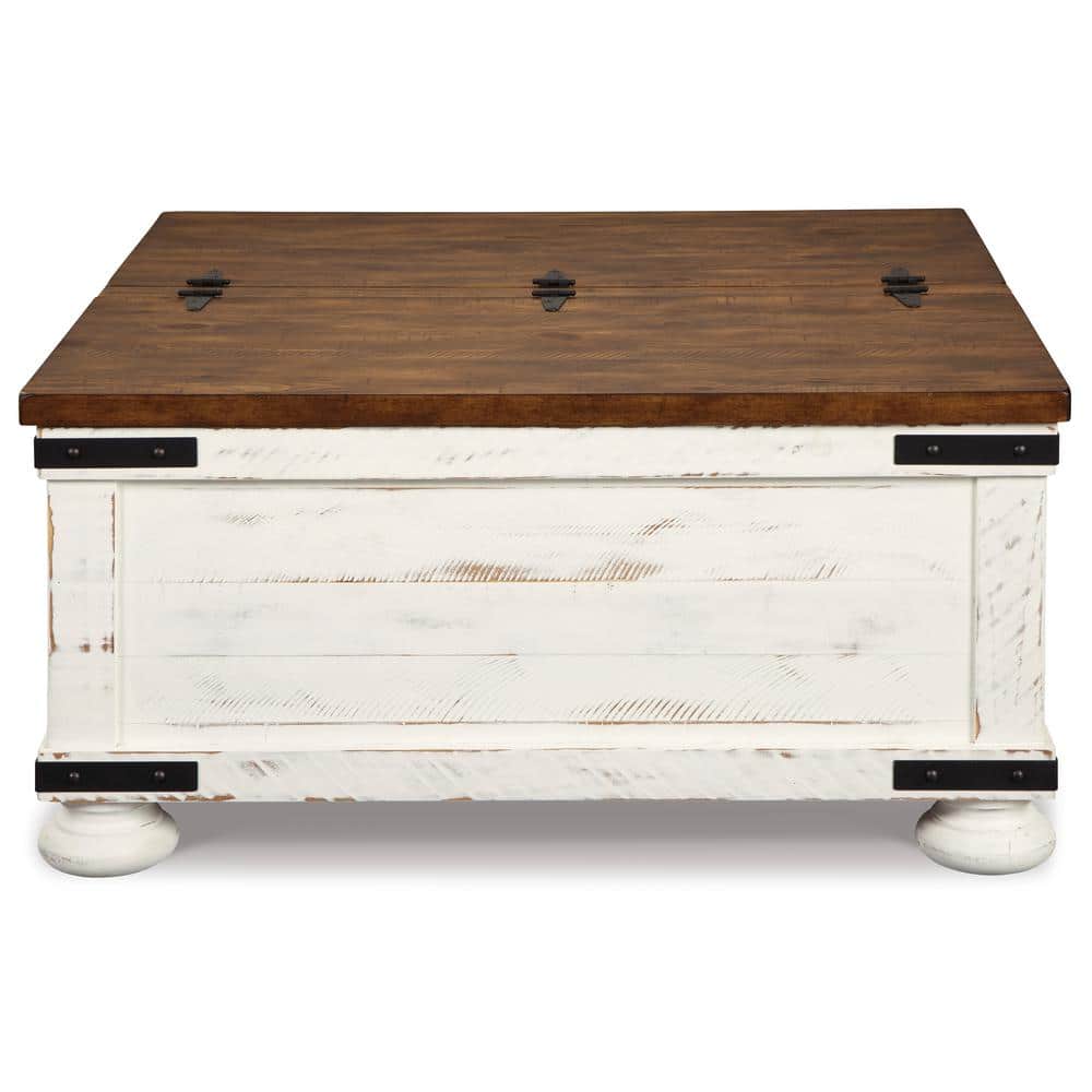 Modern Farmhouse 36" Square Lift-Top Coffee Table in Brown/White