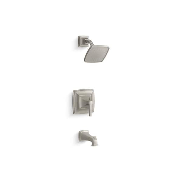 KOHLER Riff 1-Handle Tub and Shower Faucet Trim Kit with 2.5 GPM in Vibrant Brushed Nickel (Valve Not Included)