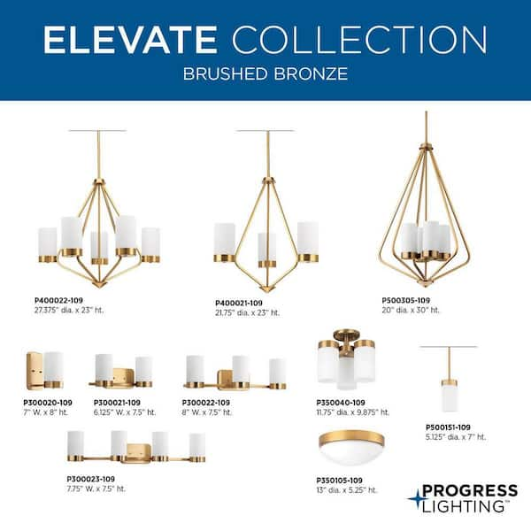 Progress Lighting P350105-109-30 Elevate LED Flush Mount， Brushed