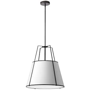 Trapazoid 3-Light Matte Black Pendant with Laminated Fabric Shades