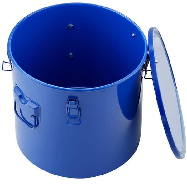 Fryer Grease Bucket 10 Gal. Thickened Steel Rust-Proof Coating Fryer Oil Bucket with Filter Bag for Hot Cooking, Blue