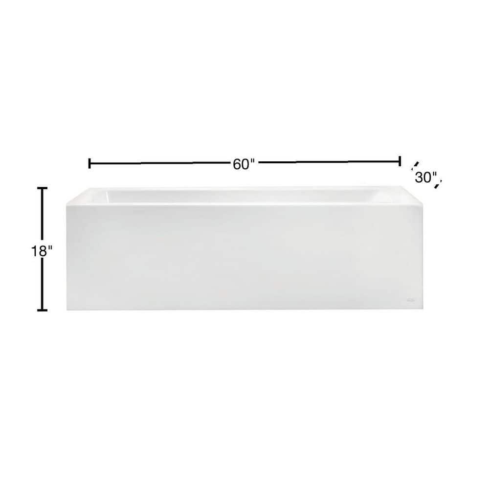 Studio 60'' White Acrylic Alcove Soaking Bathtub