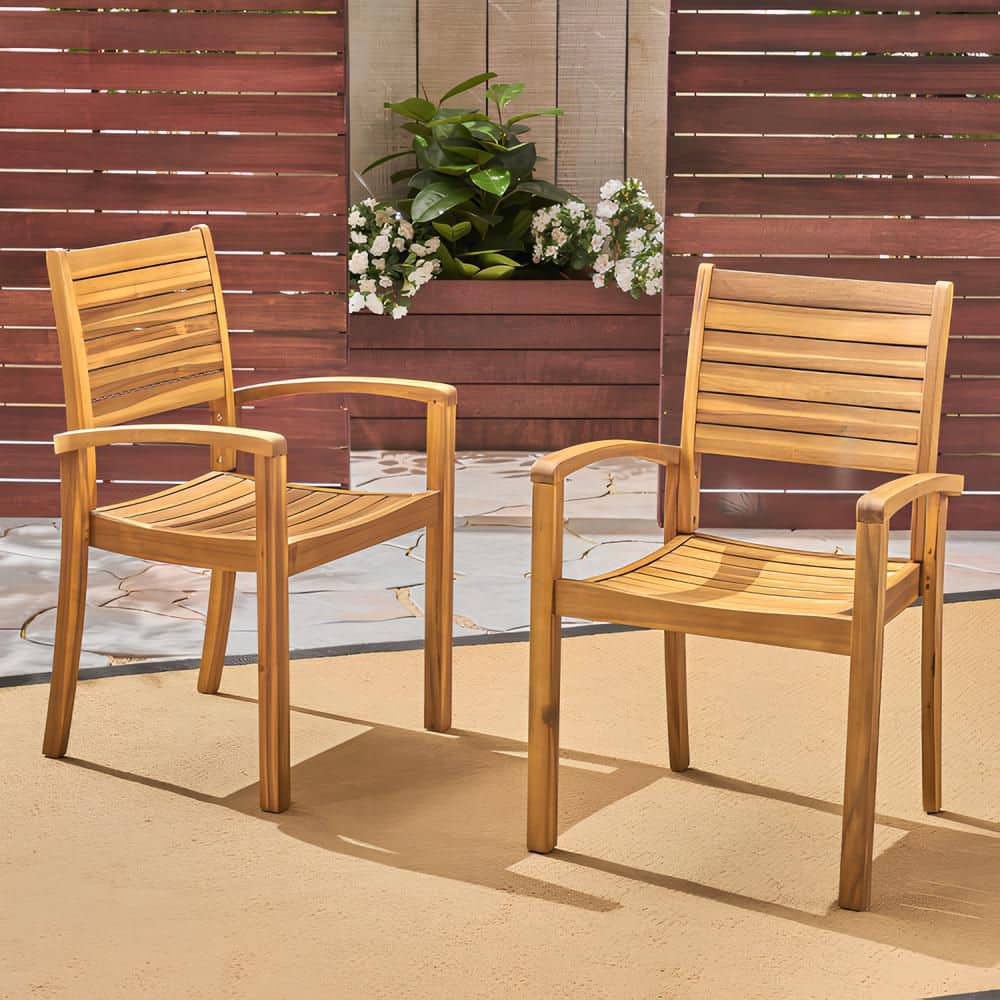 Acacia Wood Outdoor Dining Chair (Set of 2)