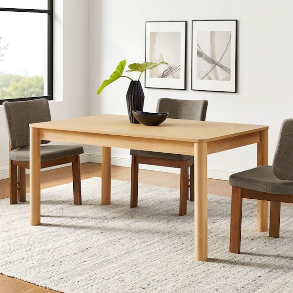 Alba 59-75 in. Wood Farmhouse Extendable Rectangle 4-Legs Dining Room Table in Oak Seats 8
