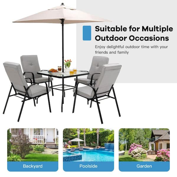 cheap large umbrellas for patio table 15 ft. x 9 ft. Market Patio Umbrella Outdoor Table Garden Extra-Large  Waterproof Twin Umbrellas in khaki OMGTC