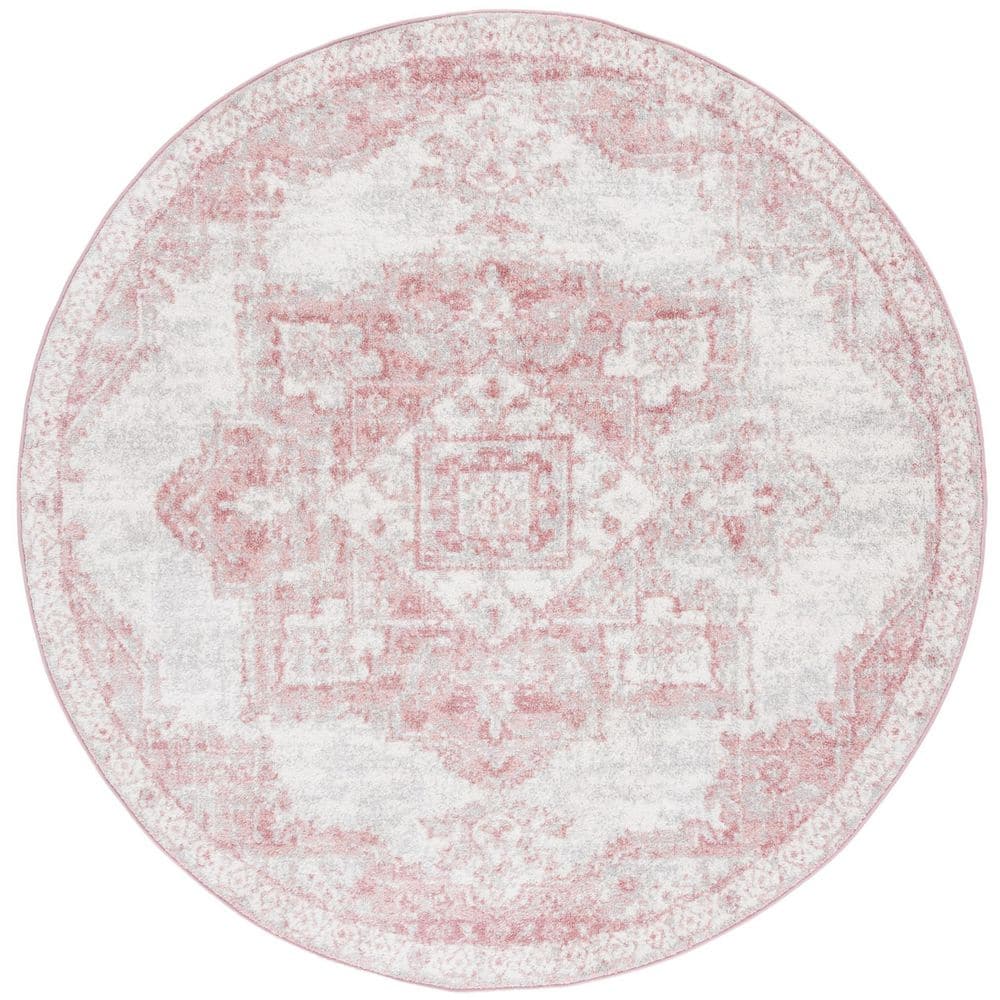 Layla 7 ft. x 7 ft. Ivory Gray/Pink Ornate Medallion Distressed Round Area Rug price history on PriceWatchPro