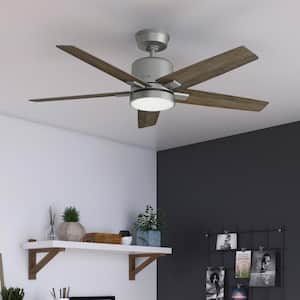 Acela 52 in. Hunter Express Integrated LED Indoor Matte Silver Ceiling Fan with Remote and Light Kit Included