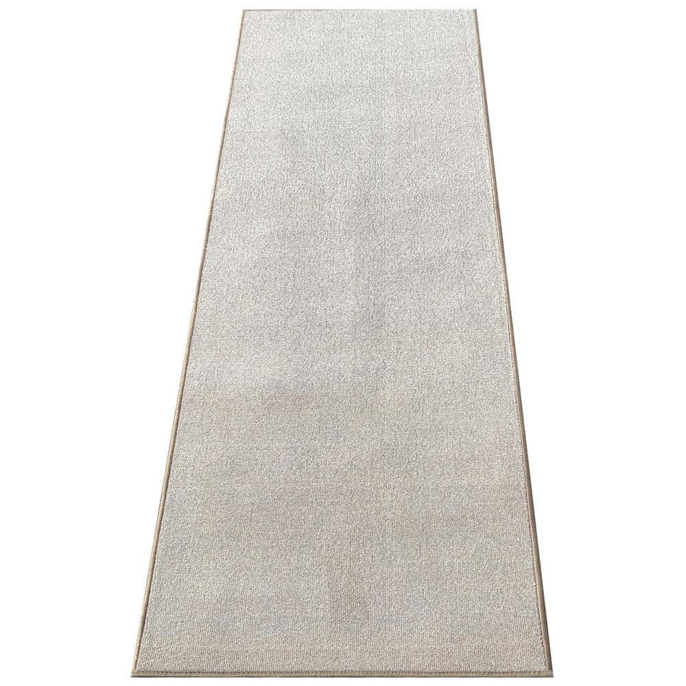 PLAYA RUG Solid Beige 26 in. W x 30 ft. L Runner Rug/Stair Runner 66 sq ...