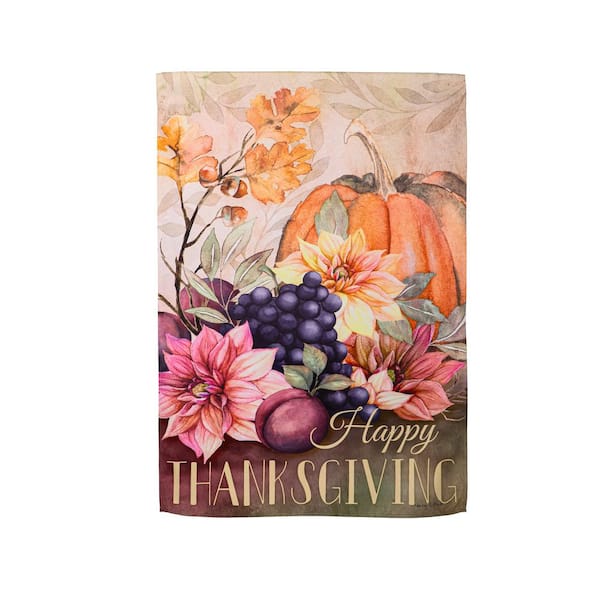 Evergreen Enterprises 2 ft. x 3-1/2 ft. Happy Thanksgiving Suede House Flag