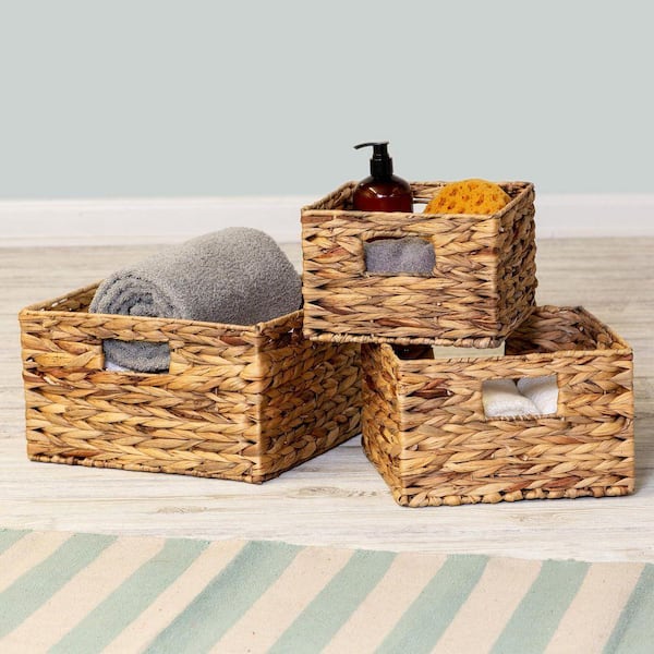Brown 12 in. x 7 in. Wicker Decorative Basket (Set of 3) TN0265