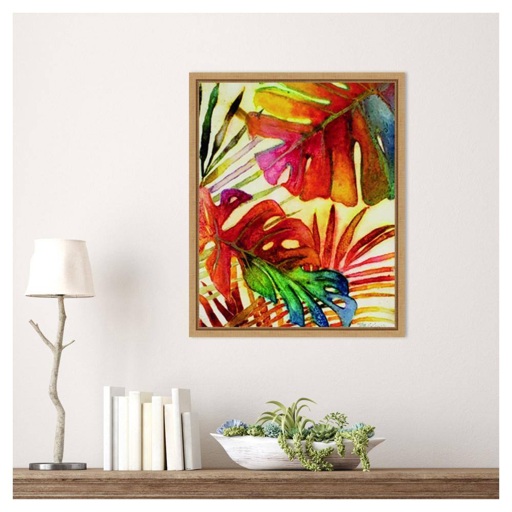 Tropic Botanicals I Colorful Canvas Print with Maple Frame