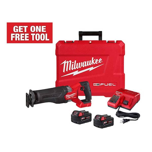 Milwaukee 2821-22 M18 FUEL 18V Lithium-Ion Brushless Cordless SAWZALL Reciprocating Saw Kit w/Two 5.0 Ah Batteries Charger & Hard Case - 1