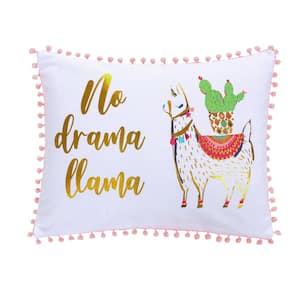 Lima Llama Multicolor "No Drama Llama" Print 24 in. x 12 in. Throw Pillow