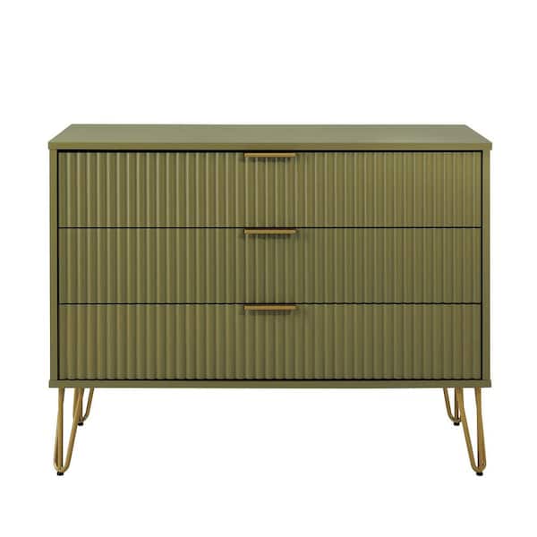 Manhattan Comfort Dumbo 3 Drawer Dresser - Olive Green Manhattan Comfort Dumbo 3 Drawer Dresser - Olive Green